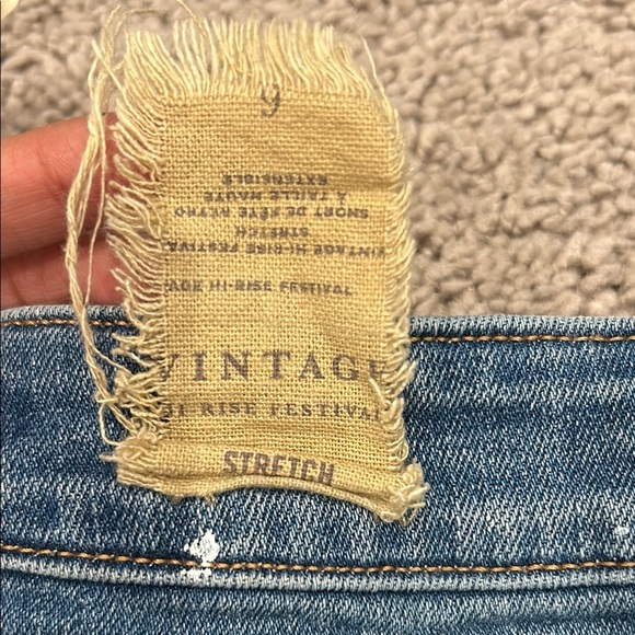American Eagle Jean Shorts Women 6 Vintage High Rise Festival Raw Hems Graffiti - Picture 2 of 8